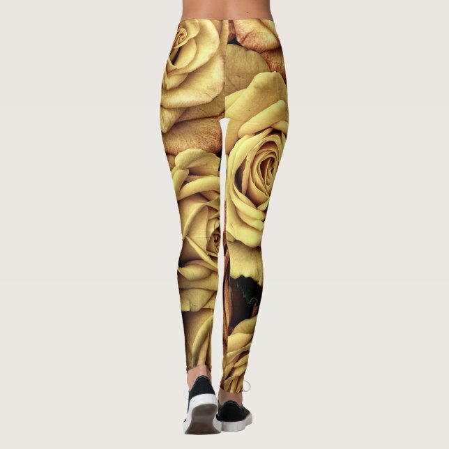 Sepia Tinted Roses Leggings (Back)