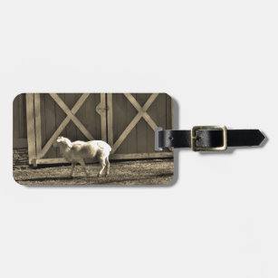 Sepia Tone  Goat and Barn Doors Luggage Tag