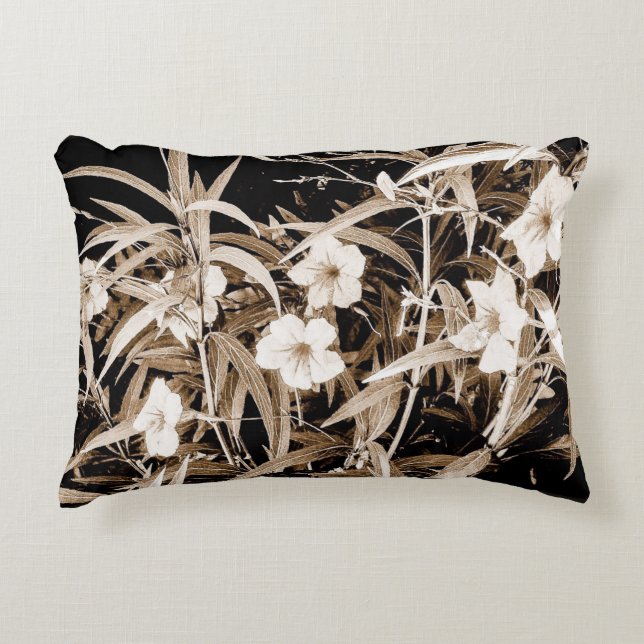 Sepia Tone Mexican Petunias Decorative Cushion (Front)