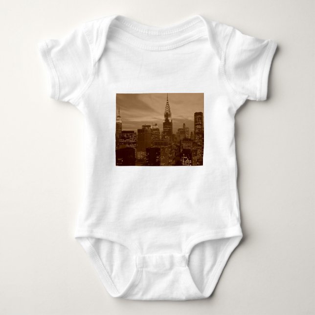 Sepia Tone New York City Baby Bodysuit (Front)