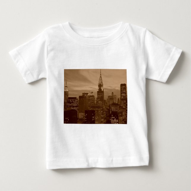 Sepia Tone New York City Baby T-Shirt (Front)