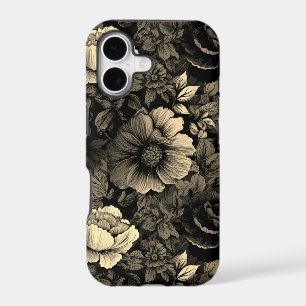 Sepia Tone Vintage Floral Print