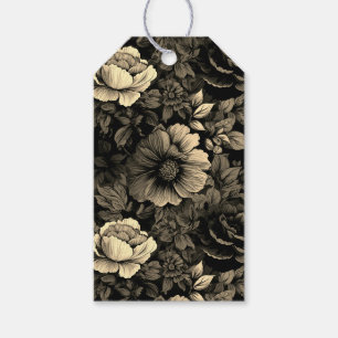 Sepia Tone Vintage Floral Print Gift Tags