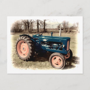 Sepia Toned Antique Vintage Tractor Postcard