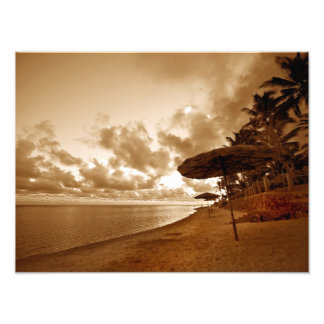 Sepia Toned Beach Scene Photo Print