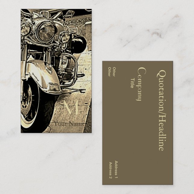 Sepia   toned  motorcycle business card (Front/Back)
