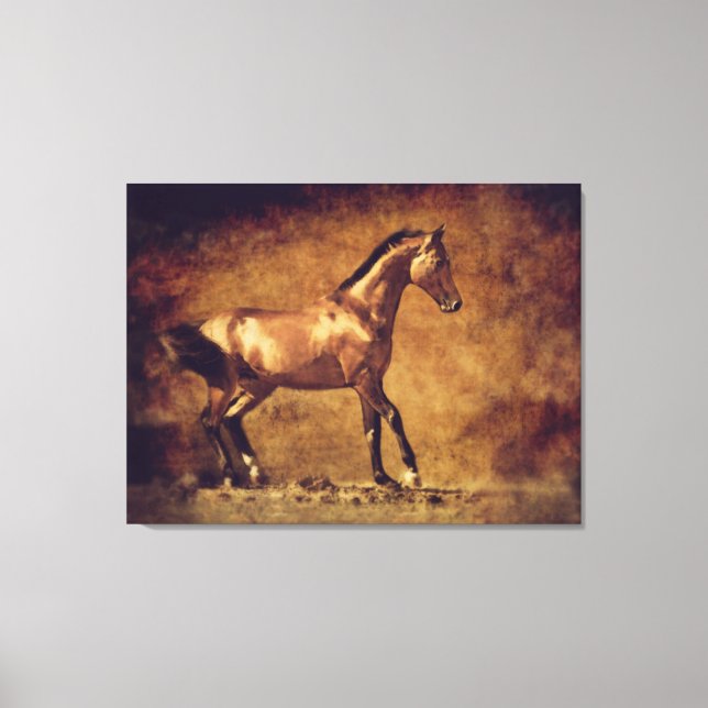 Sepia Toned Rustic Horse Art Canvas Print (Front)