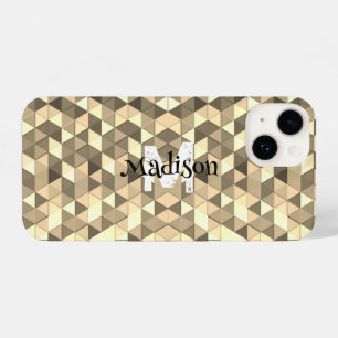 Sepia triangle retro geometry pattern Monogram iPhone 14 Case