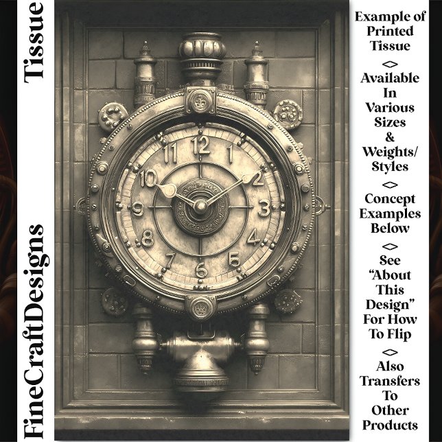 Sepia Victorian Steampunk Clock CZ2S Decoupage Tissue Paper (Creator Uploaded)