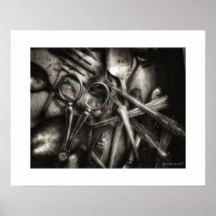 Sepia Vintage Implements Poster Print