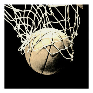 Sepia Vintage Look Basketball Perfect Art Poster