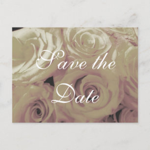 Sepia Vintage-look Roses Save-the-date postcard