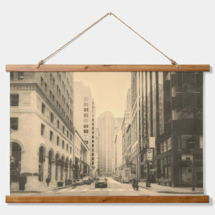 Sepia Vintage San Francisco Downtown Hanging Tapestry