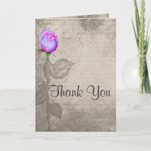 Sepia Vintage Spot Colour Rose Wedding Thank You Card
