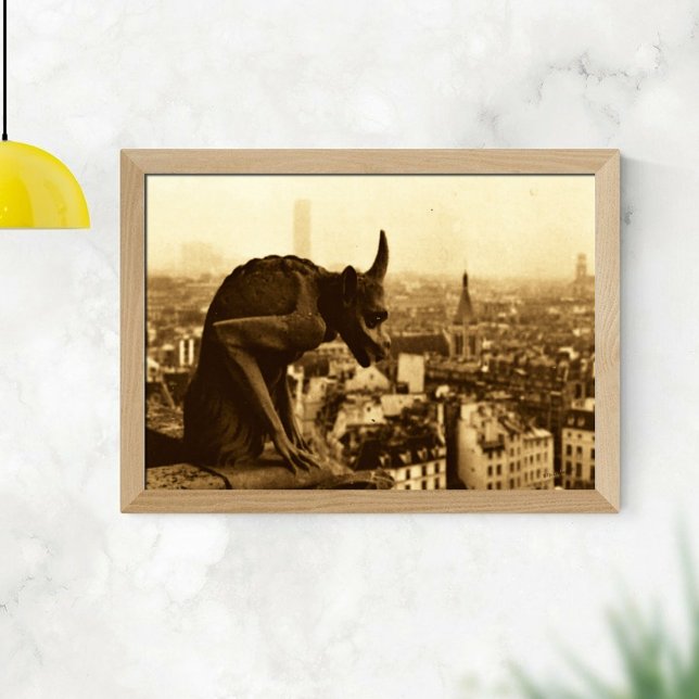 Sepia Vintage Stone Paris Gargoyle Photo Poster (Creator Uploaded)