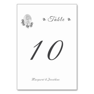 Sepia Virgin Mary Wedding Table Number