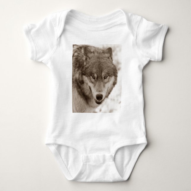 Sepia Wolf Baby Bodysuit (Front)
