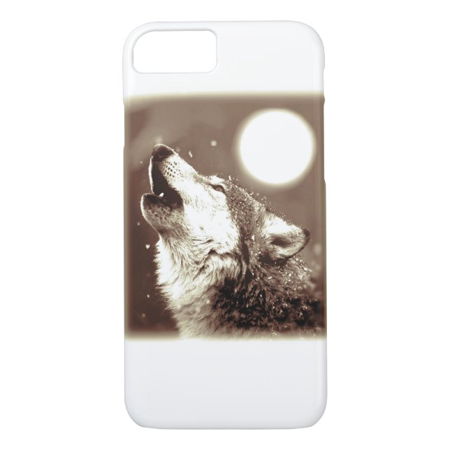 Sepia Wolf & Moon iPhone 7 Case (Back)