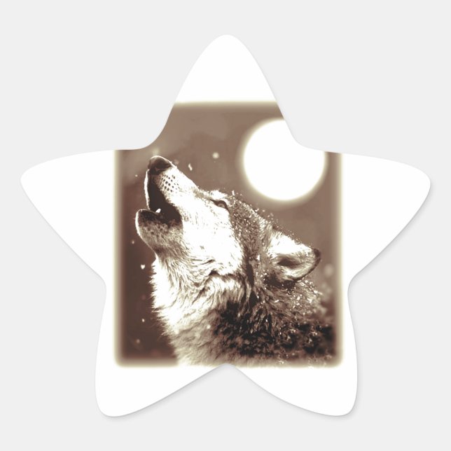 Sepia Wolf & Moon Star Sticker (Front)