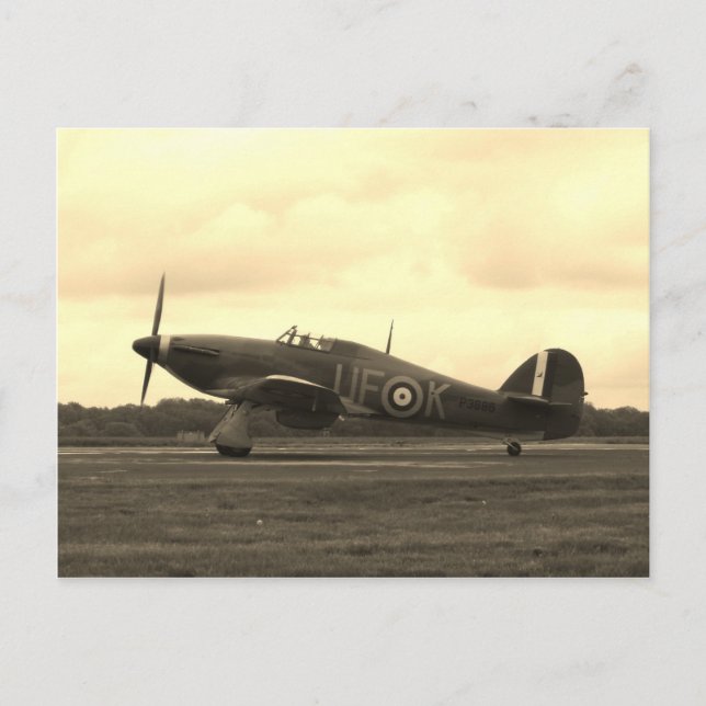 Sepiatone Hawker Hurricane Postcard (Front)