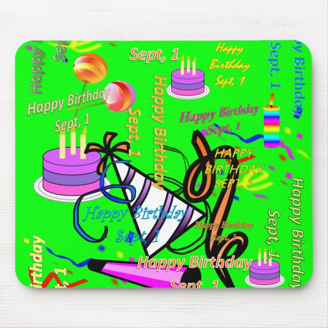 sept, 1 kids birthday mouse pad (Front)