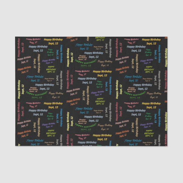 September, 12 Birthday Tissue Paper (Front)