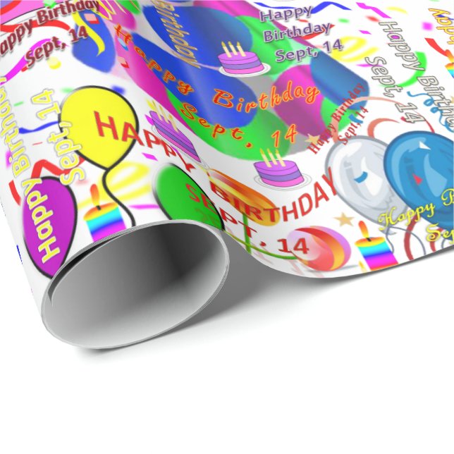 September, 14 Birthday Gift Wrapping Paper (Roll Corner)