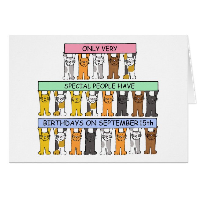 September 15th Birthday Cartoon Cats (Front Horizontal)