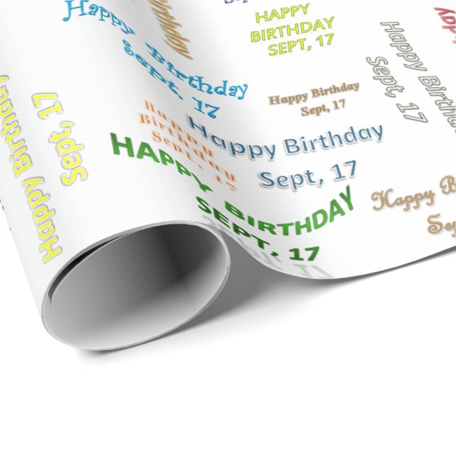 September, 17 Birthday Gift Wrapping Paper (Roll Corner)