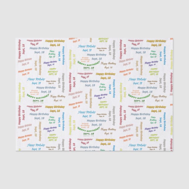September, 18 Birthday Tissue Paper (Front)