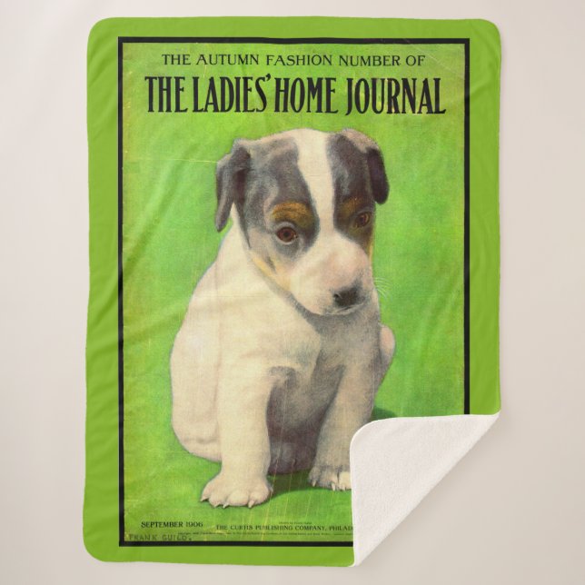 September 1906 Ladies Home Journal cover puppy Sherpa Blanket (Front)
