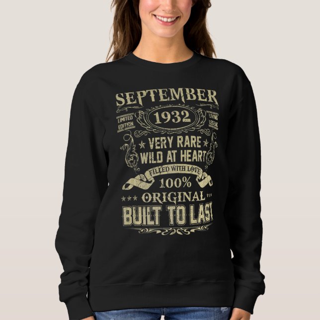 September 1932  90 Years Old 90th Birthday Sweatshirt (Front)