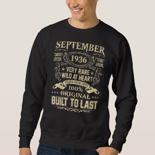 September 1936  86 Years Old 86th Birthday Sweatshirt (Front)