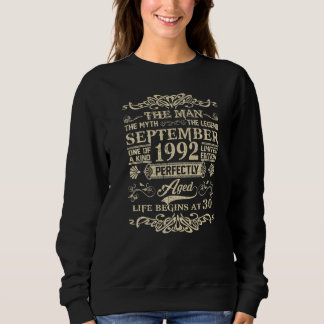 September 1992 Man Myth Legend  30th Birthday 30 Y Sweatshirt