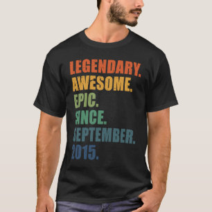 September 2015 8th Birthday Boys Girls 8 Year Anni T-Shirt