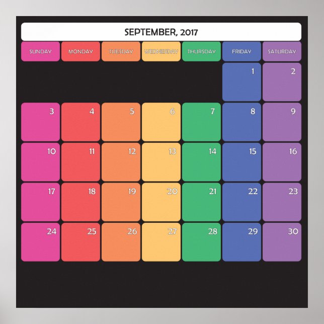 September 2017 planner calendar poster (Front)
