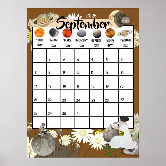 September 2025 Monthly Calendar Astrological    Poster (Front)
