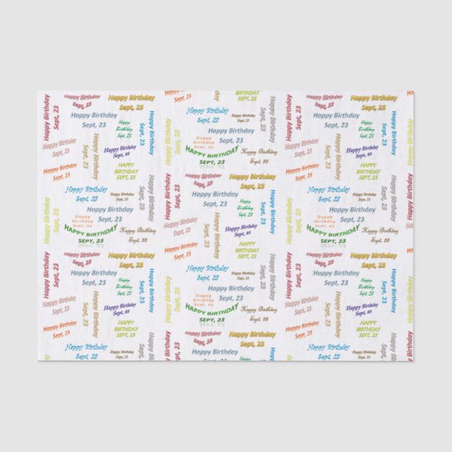 September, 23 Birthday Tissue Paper (Front)
