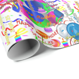 September, 25 Birthday Gift Wrapping Paper