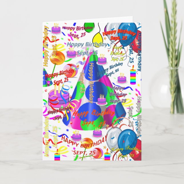 September, 25 Birthday Greeting Card Folded (Front)