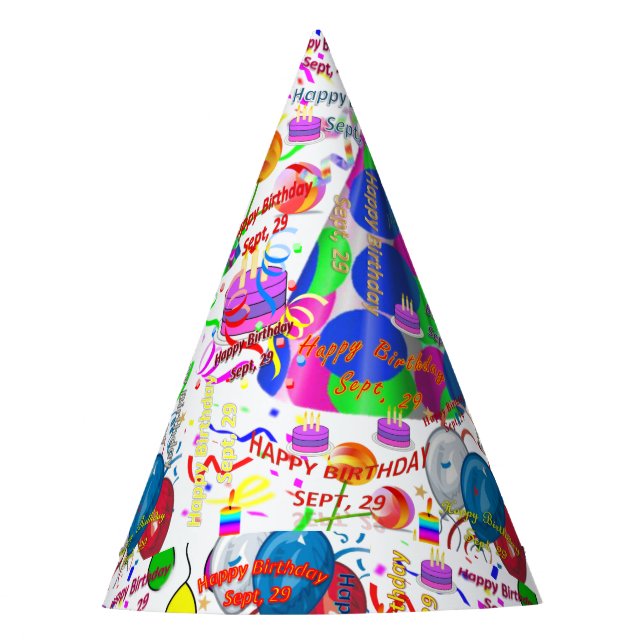 September, 29 Party Birthday Hat, Birthday Hat (Front)