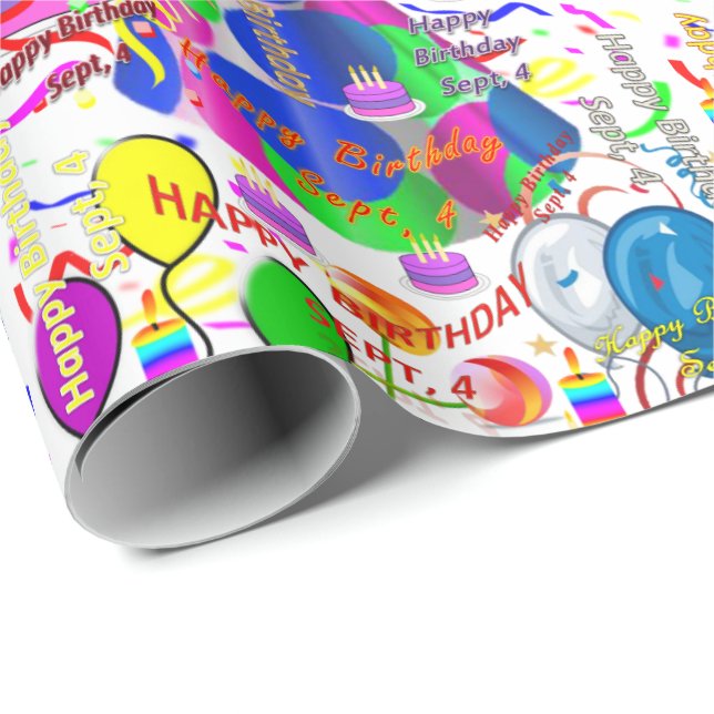 September, 4 Birthday Gift Wrapping Paper (Roll Corner)