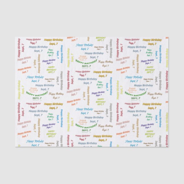 September, 7 Birthday Tissue Paper (Front)