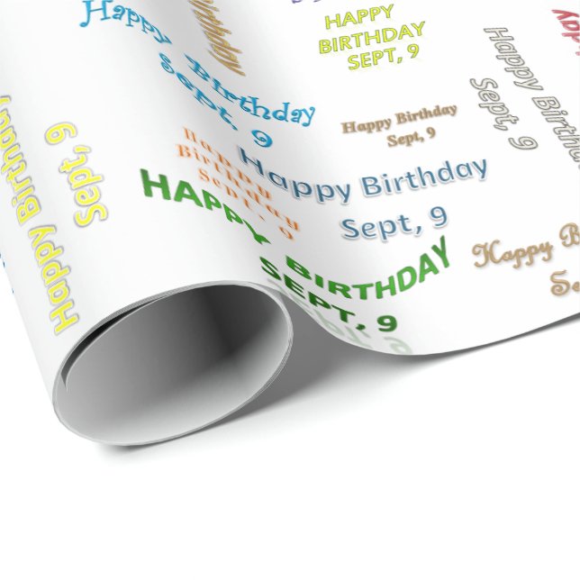 September, 9 Birthday Gift Wrapping Paper (Roll Corner)
