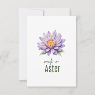 September Aster  Birth Flower Flat Thank You Card