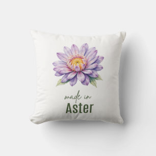 September Aster Birth Flower Flat Thank You  Cushion