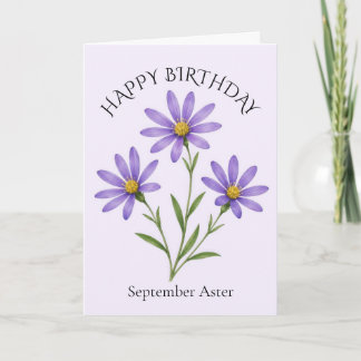 September Aster Birthday Card
