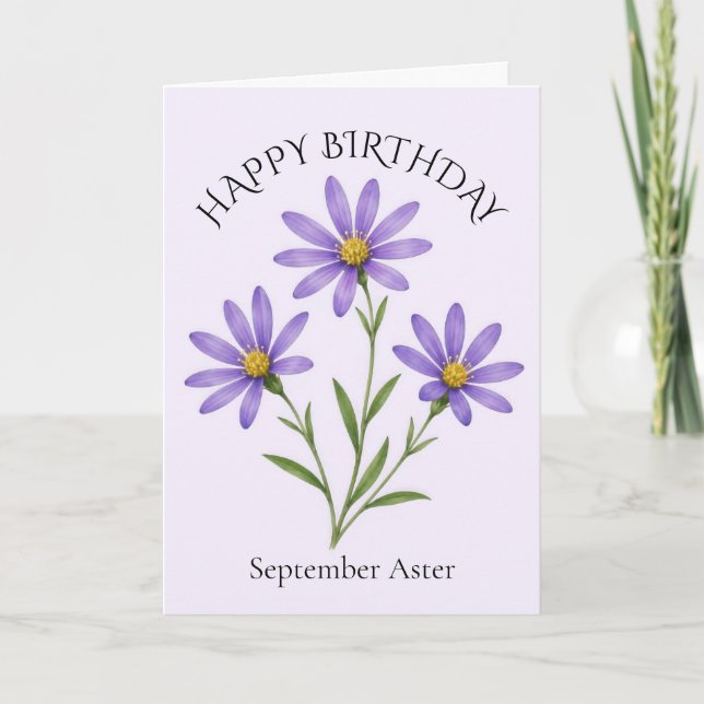 September Aster Birthday Card (Front)