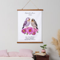 September Aster Flower with Birds Birth Gift