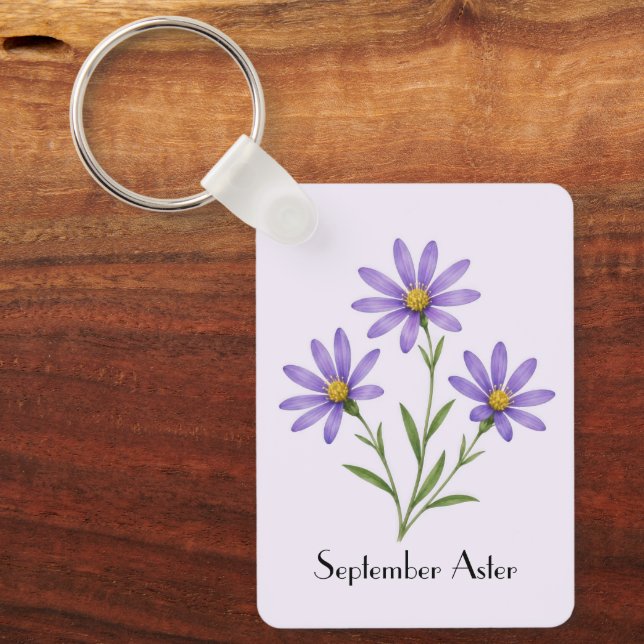 September Aster Flowers  Key Ring (Front)